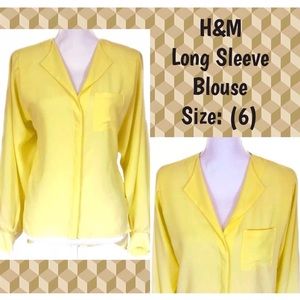 H&M Button Down Blouse Long Sleeve Canary Yellow